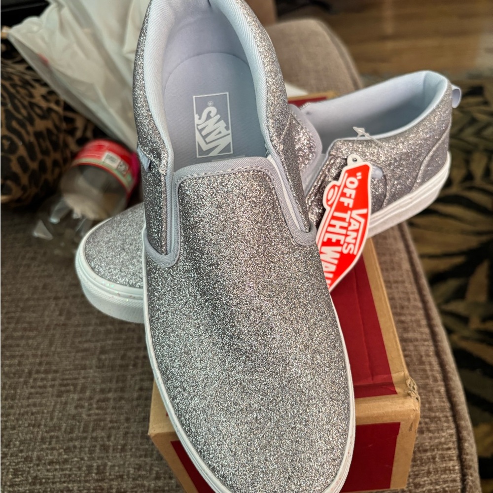 Vans Silver Glitter Athletic Shoes
